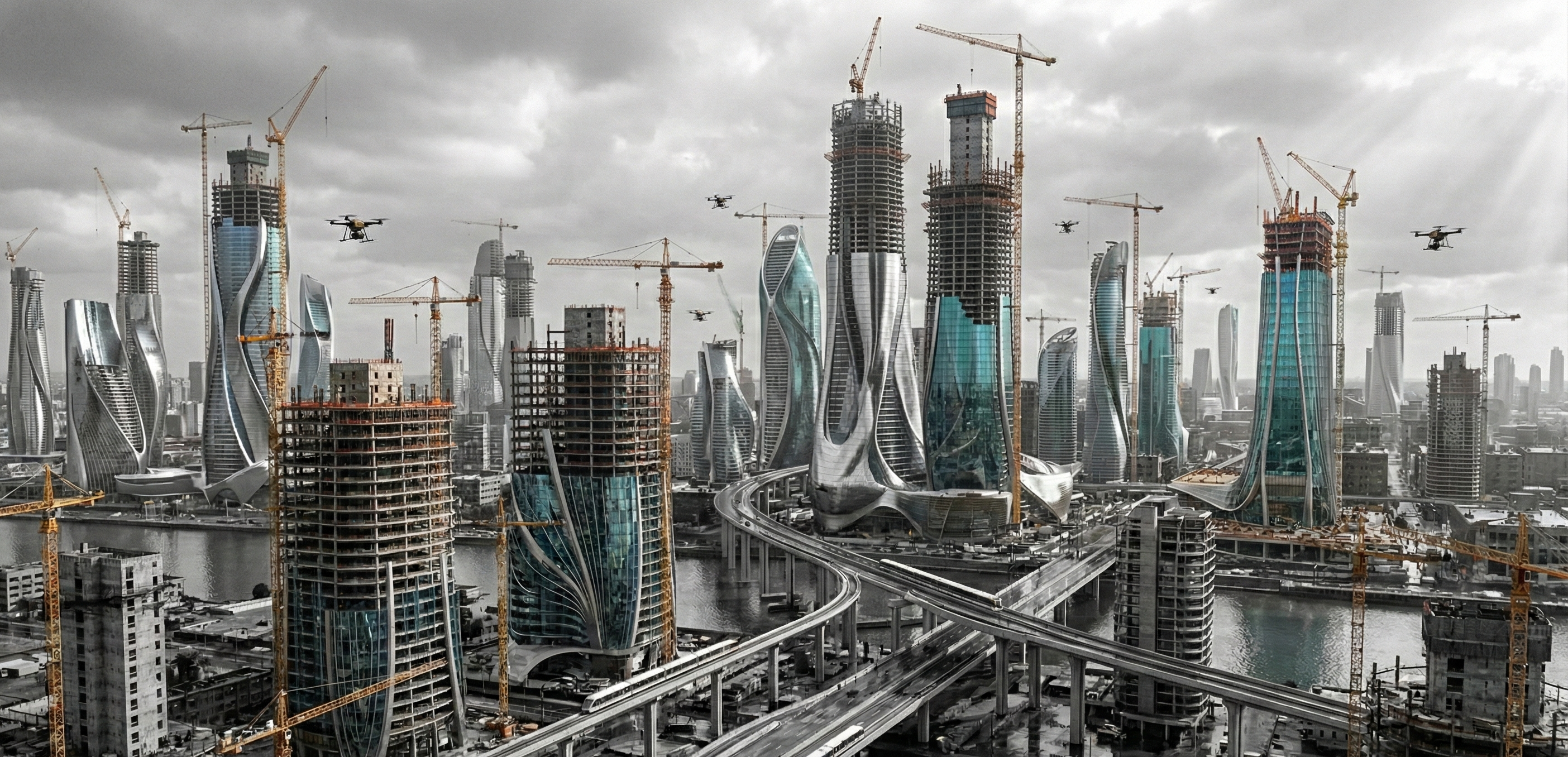 Futurystyczne miasto w budowie